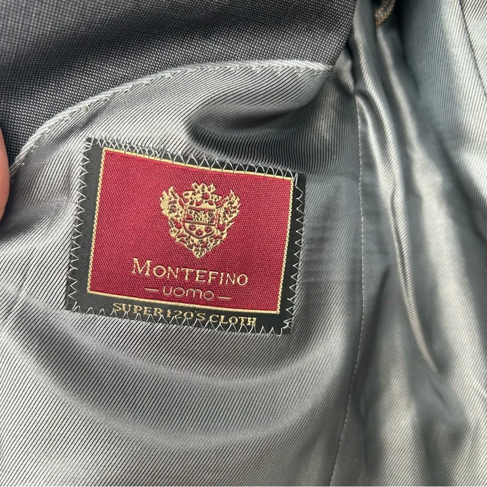 Montefino Uomo Super 120's Wool Gray 3 button blazer suit‎ jacket 38S